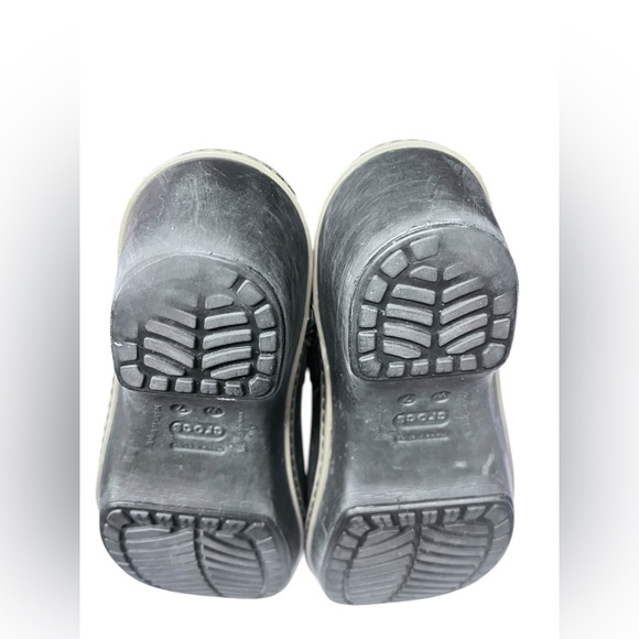 Crocs Cobbler Size 7 W Black Rubber Clogs Slides Slip On Shoes Faux Fur Lined - Picture 6 of 6